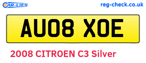 AU08XOE are the vehicle registration plates.