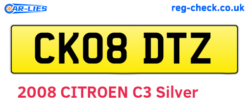 CK08DTZ are the vehicle registration plates.