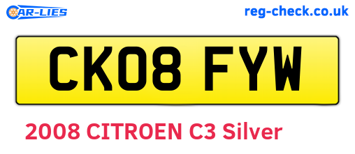 CK08FYW are the vehicle registration plates.