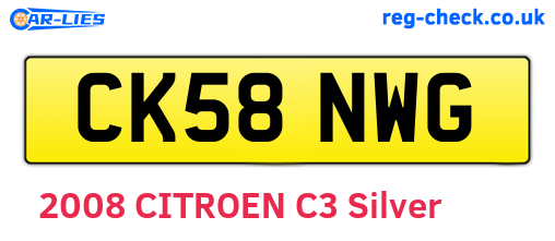 CK58NWG are the vehicle registration plates.