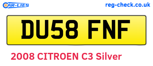 DU58FNF are the vehicle registration plates.