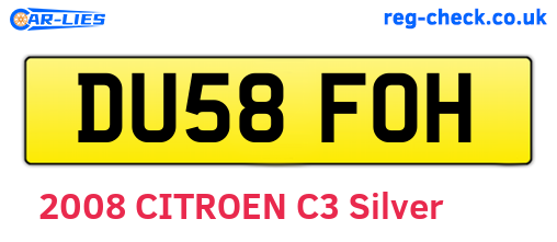 DU58FOH are the vehicle registration plates.
