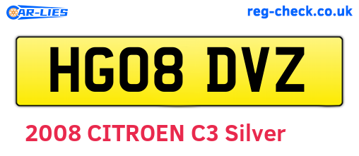 HG08DVZ are the vehicle registration plates.