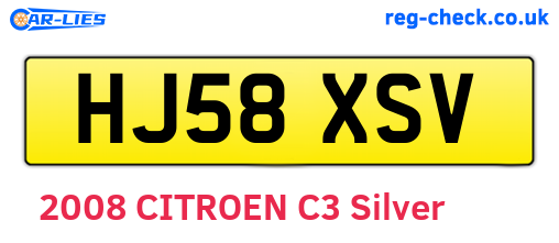 HJ58XSV are the vehicle registration plates.