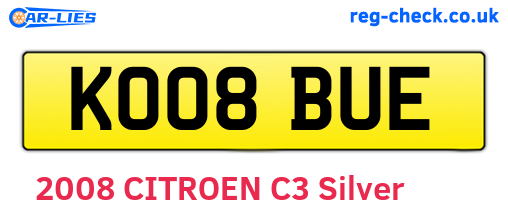 KO08BUE are the vehicle registration plates.