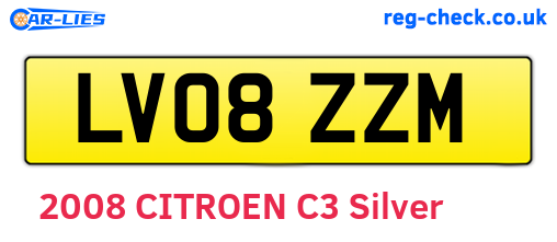LV08ZZM are the vehicle registration plates.