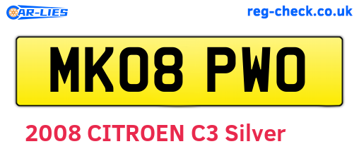 MK08PWO are the vehicle registration plates.
