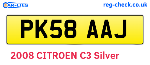 PK58AAJ are the vehicle registration plates.