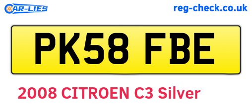 PK58FBE are the vehicle registration plates.