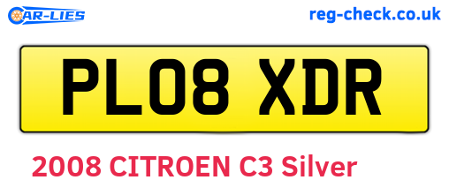 PL08XDR are the vehicle registration plates.