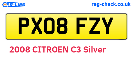 PX08FZY are the vehicle registration plates.