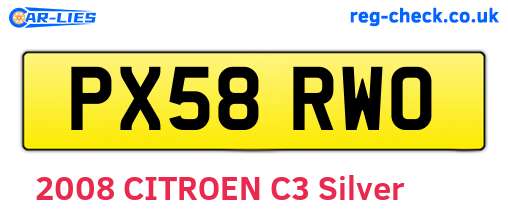 PX58RWO are the vehicle registration plates.