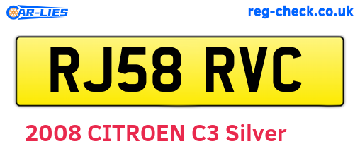 RJ58RVC are the vehicle registration plates.
