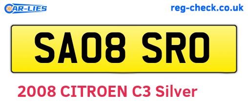 SA08SRO are the vehicle registration plates.