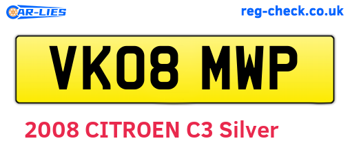 VK08MWP are the vehicle registration plates.
