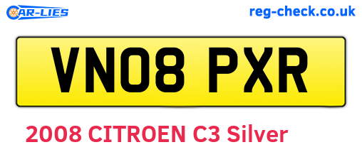 VN08PXR are the vehicle registration plates.