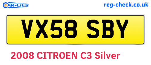VX58SBY are the vehicle registration plates.