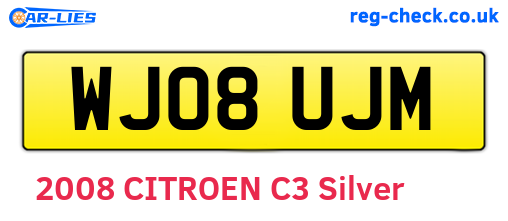 WJ08UJM are the vehicle registration plates.