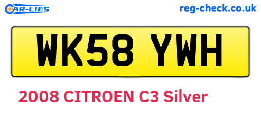 WK58YWH are the vehicle registration plates.