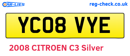 YC08VYE are the vehicle registration plates.
