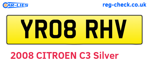 YR08RHV are the vehicle registration plates.