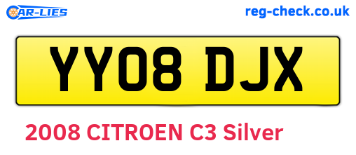 YY08DJX are the vehicle registration plates.