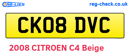 CK08DVC are the vehicle registration plates.