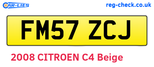 FM57ZCJ are the vehicle registration plates.