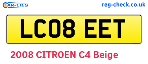 LC08EET are the vehicle registration plates.