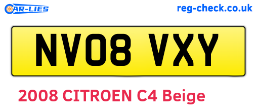 NV08VXY are the vehicle registration plates.