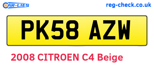 PK58AZW are the vehicle registration plates.