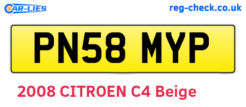 PN58MYP are the vehicle registration plates.