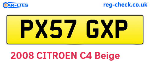 PX57GXP are the vehicle registration plates.