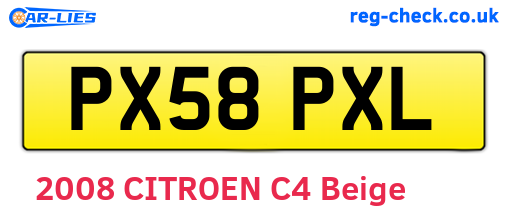 PX58PXL are the vehicle registration plates.