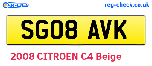 SG08AVK are the vehicle registration plates.