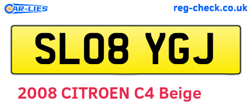 SL08YGJ are the vehicle registration plates.