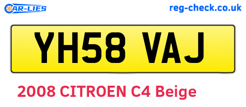 YH58VAJ are the vehicle registration plates.