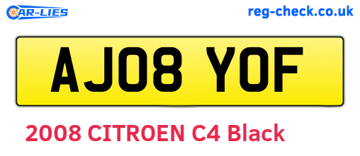 AJ08YOF are the vehicle registration plates.
