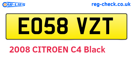 EO58VZT are the vehicle registration plates.