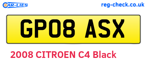 GP08ASX are the vehicle registration plates.