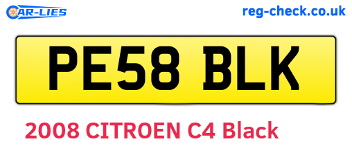 PE58BLK are the vehicle registration plates.