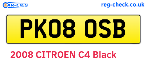 PK08OSB are the vehicle registration plates.