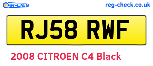 RJ58RWF are the vehicle registration plates.