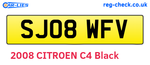 SJ08WFV are the vehicle registration plates.