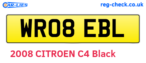 WR08EBL are the vehicle registration plates.