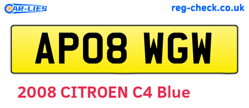 AP08WGW are the vehicle registration plates.