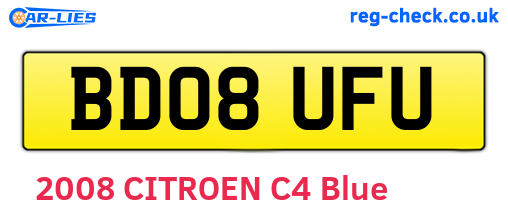 BD08UFU are the vehicle registration plates.