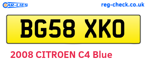BG58XKO are the vehicle registration plates.