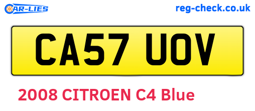 CA57UOV are the vehicle registration plates.