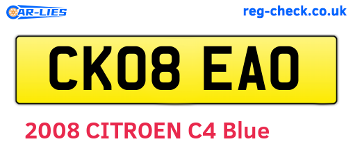 CK08EAO are the vehicle registration plates.